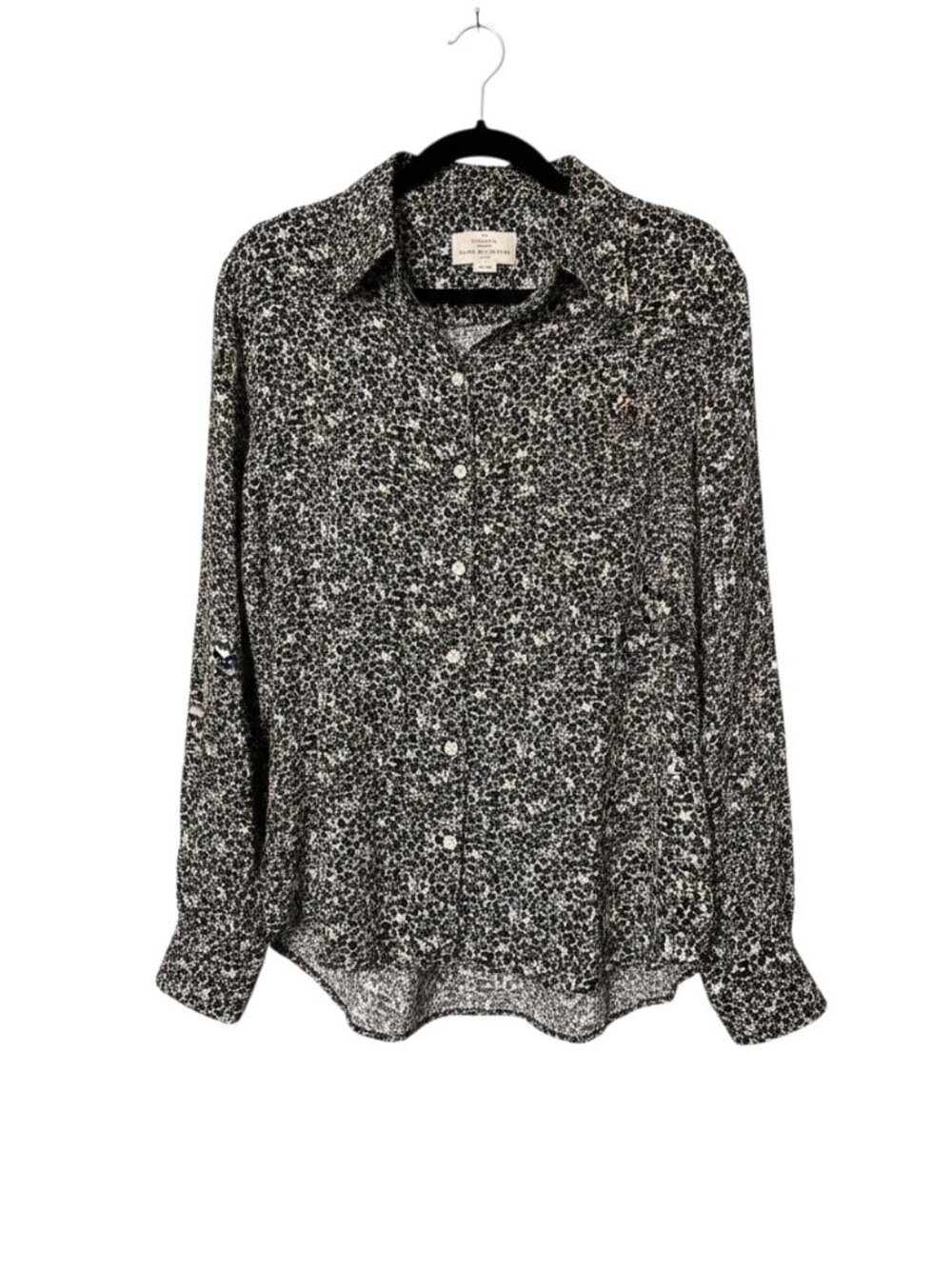 Trovata Grace Black & White Floral Button-Down Silk Blend Blouse - Picture 2 of 2